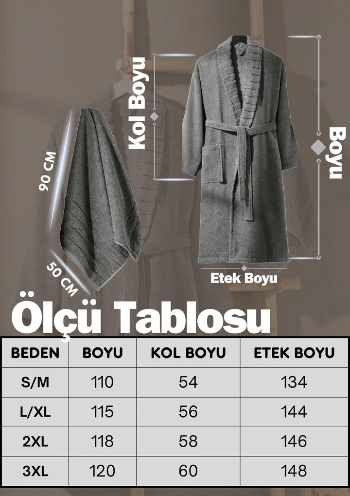 Antrasit Natalia Pamuklu Havlulu Bornoz