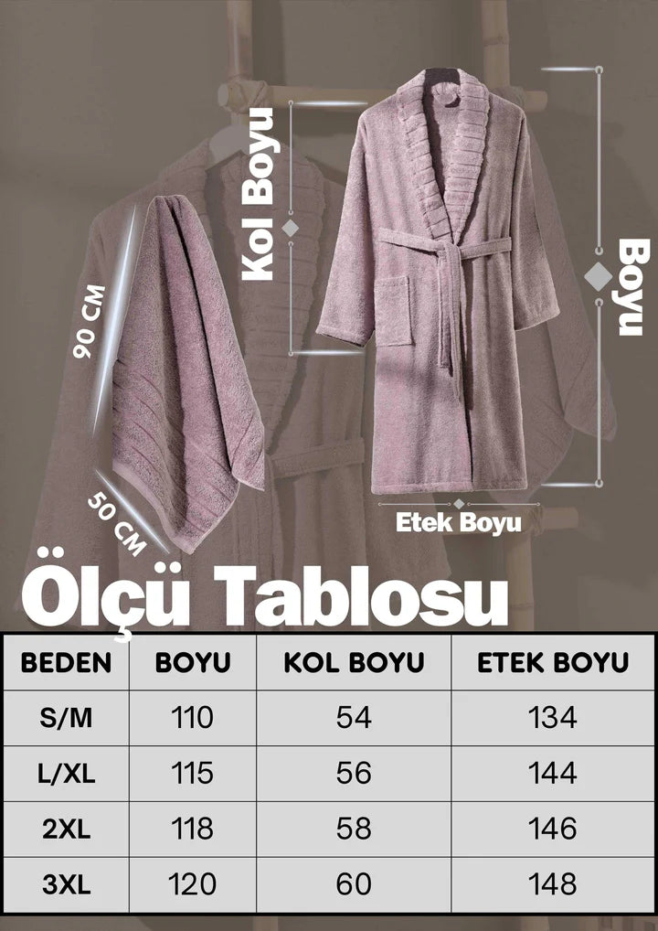 Gül kurusu Natalia Pamuklu Havlulu Bornoz