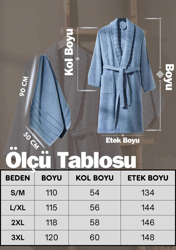 Lacivert Natalia Pamuklu Havlulu Bornoz