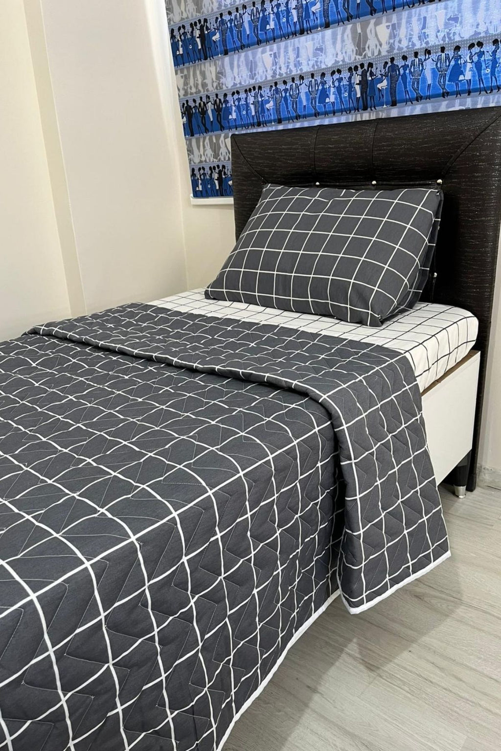 Tek Kişilik Kapitone Çok Amaçlı Kareli – Antrasit Pike