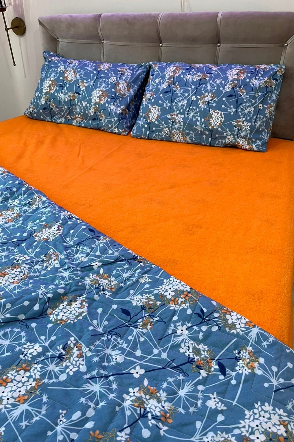 Çift Kişilik Kapitone Çok Amaçlı Papatya – Mavi Pike