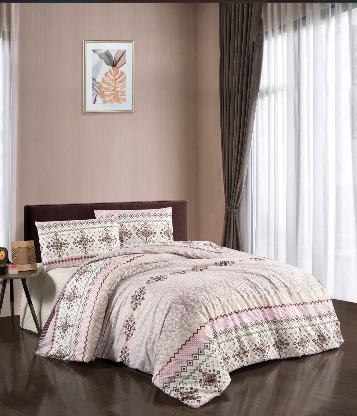 Pudra Çoklu Renk %100 Pamuk Nevresim Takımı