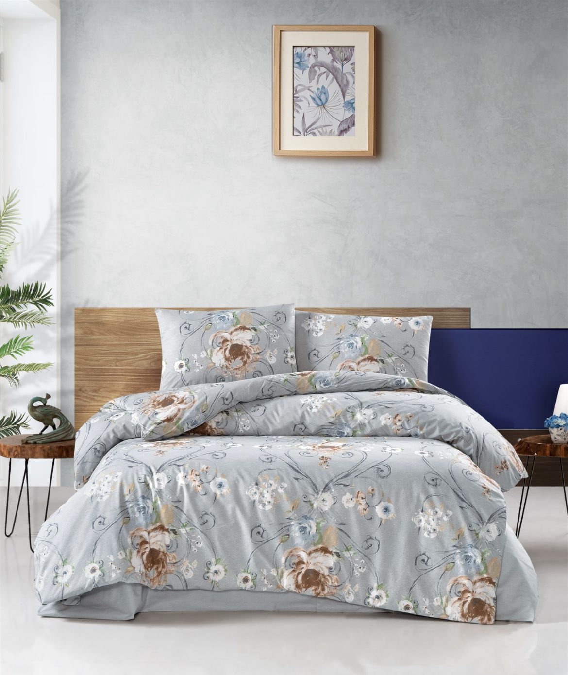 Blue Çoklu Renk %100 Pamuk Nevresim Takımı