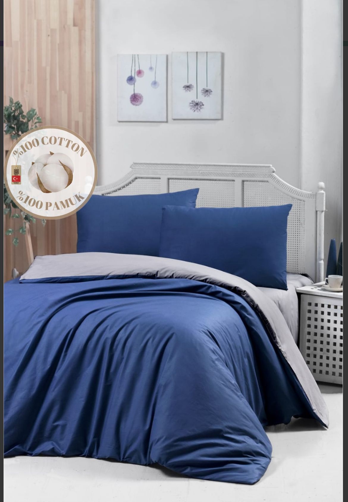 Lacivert Gri Trend %100 Pamuk Nevresim Takımı