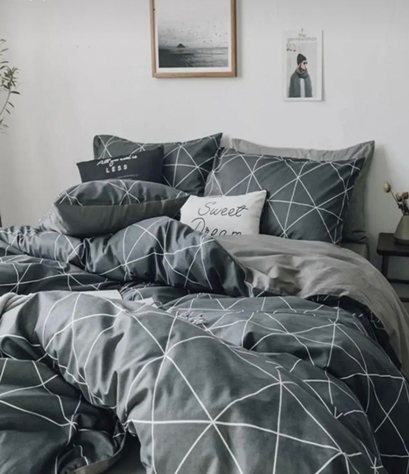 Pamuklu Siyah Baklava Nevresim Takımı