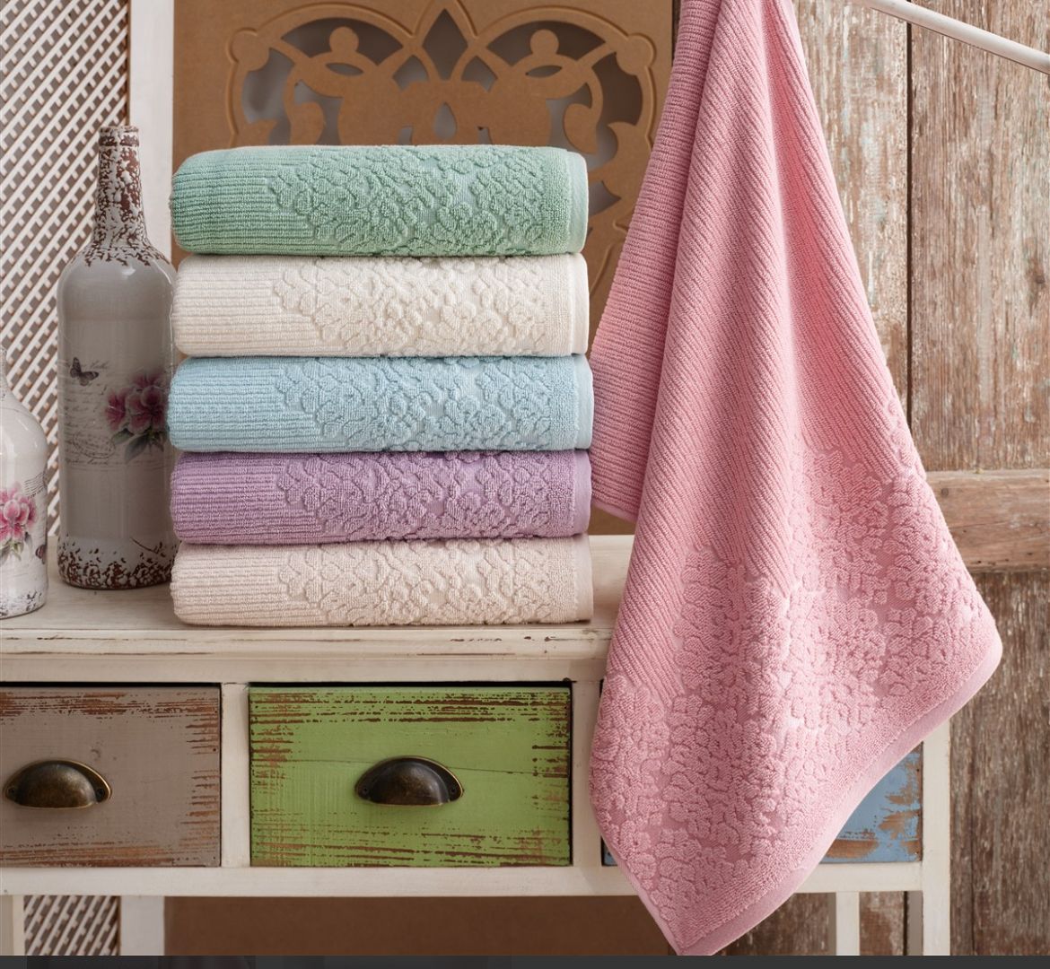 50 x 90 cm Renkli El ve Yüz Havlusu - 6 Adet