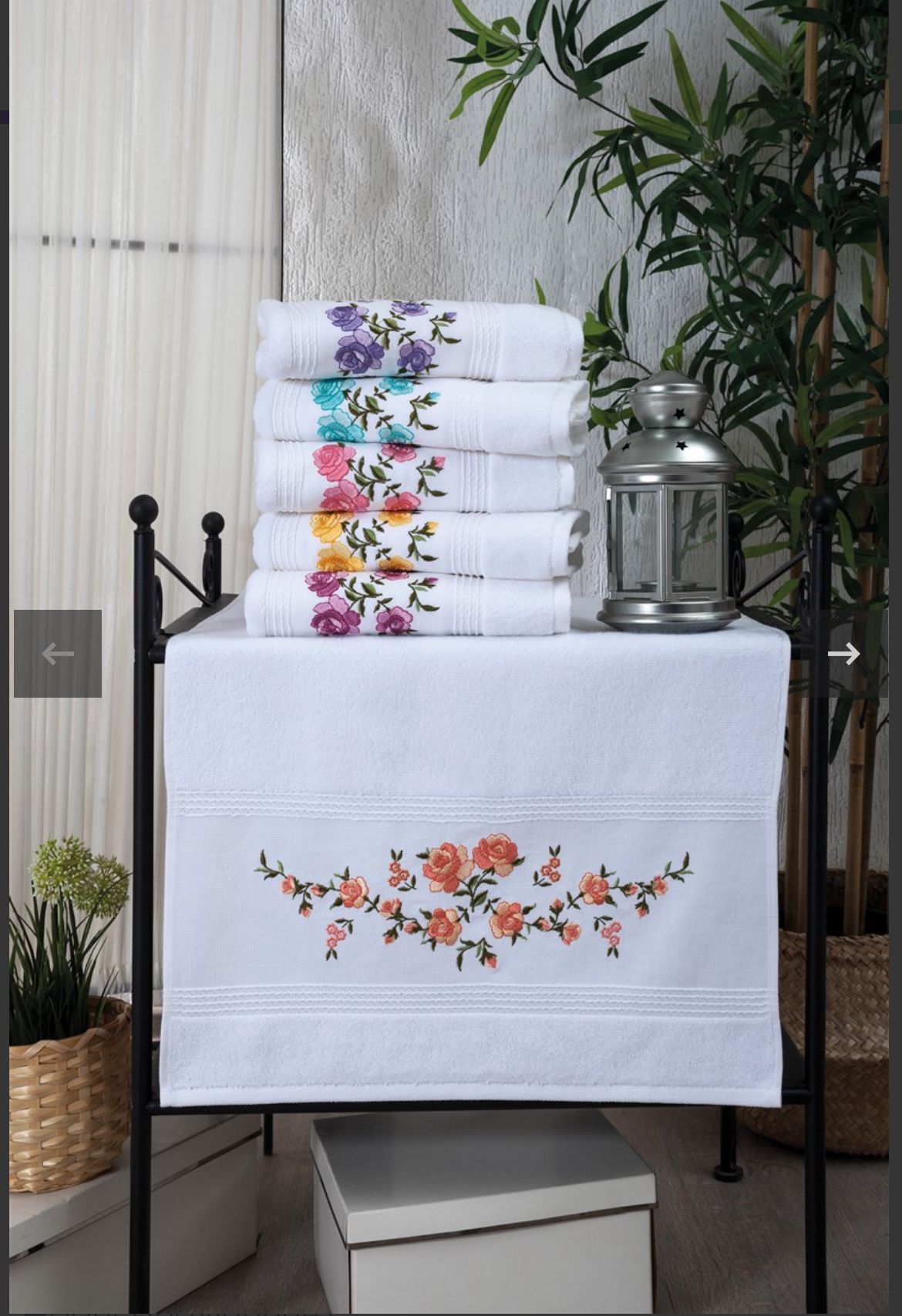 50 x 90 cm Bukle Nakışlı Havlu  - %100 Pamuk - 6 Adet