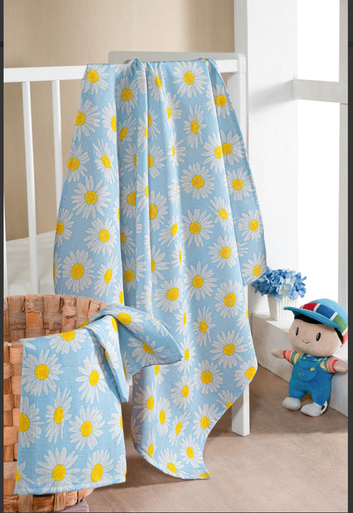 2'li %100 Pamuk Müslin Kumaş Tek Kat Bebek Örtüsü-Battaniyesi