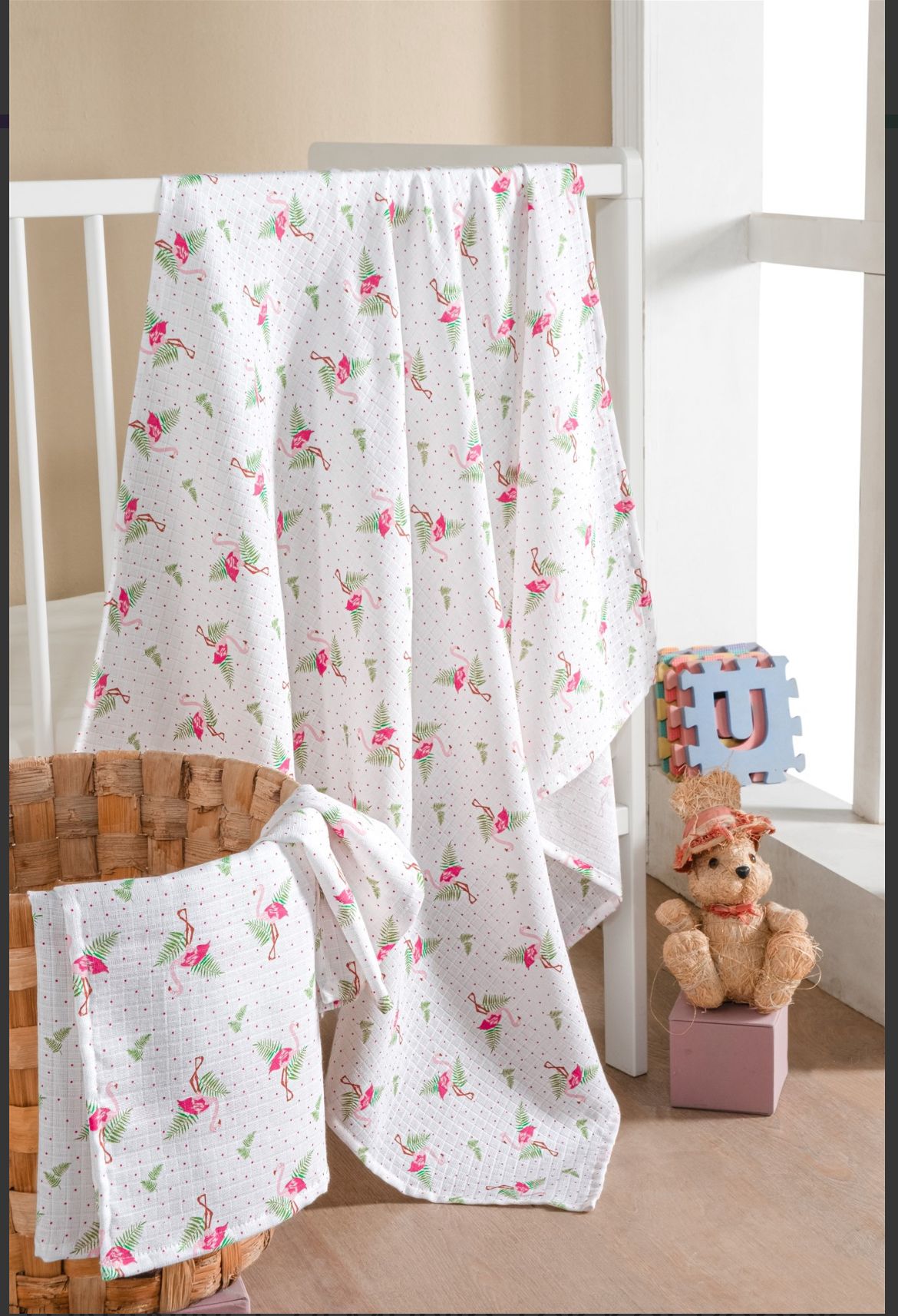 2'li %100 Pamuk Müslin Kumaş Tek Kat Bebek Örtüsü-Battaniyesi