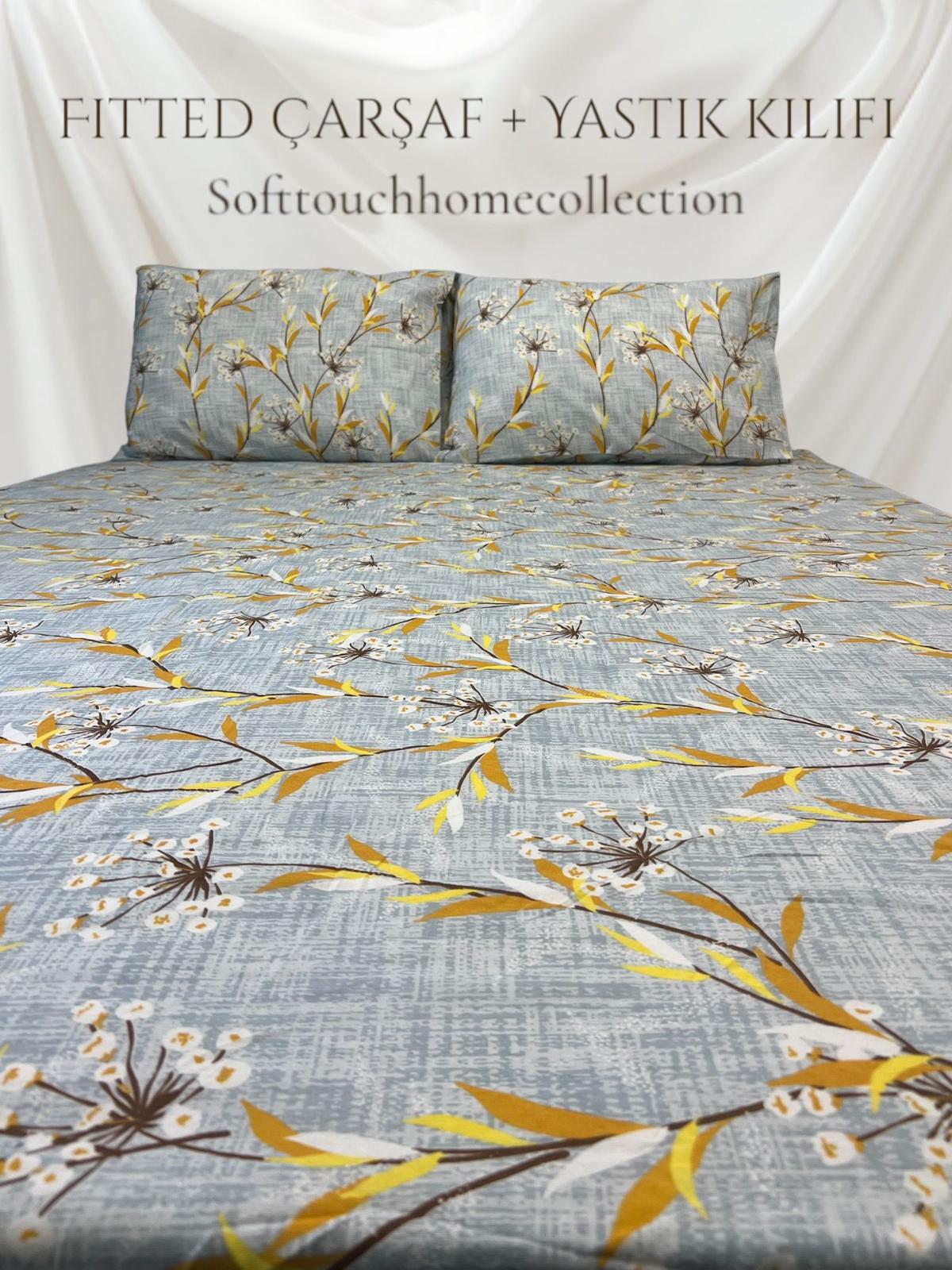 Rejenerik Kumaş Lastikli Çarşaf ve Yastık Kılıfı Seti – Sarı Lavanta