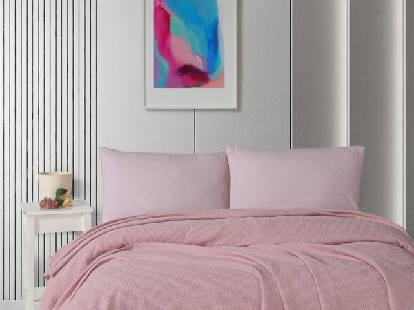 Polycotton Pike Takımı – %100 Pamuk Çarşaf ve Yastık Kılıfı, 4 Parça - Pudra