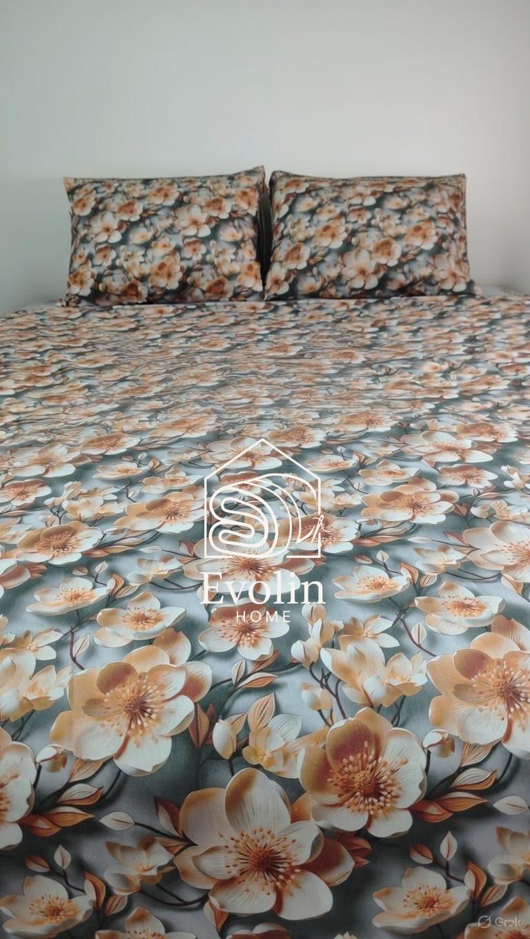 5D Autumn Lotus Trend %100 Pamuk Nevresim Takımı