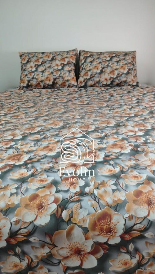 5D Autumn Lotus Trend %100 Pamuk Nevresim Takımı