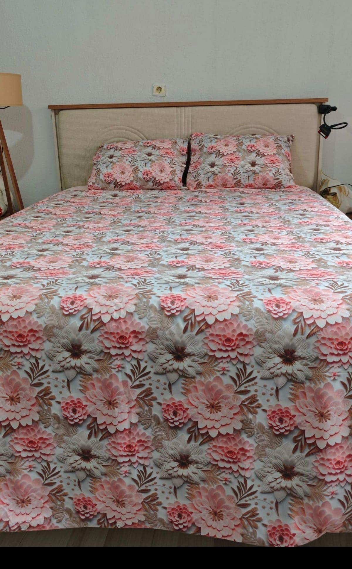 5D Spring Krizantem Pembe Trend %100 Pamuk Nevresim Takımı