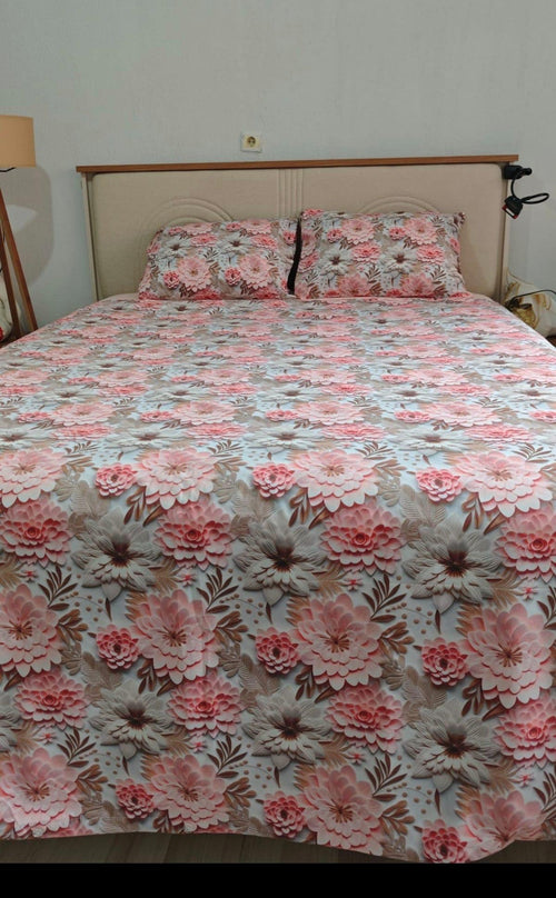 5D Spring Krizantem Pembe Trend %100 Pamuk Nevresim Takımı