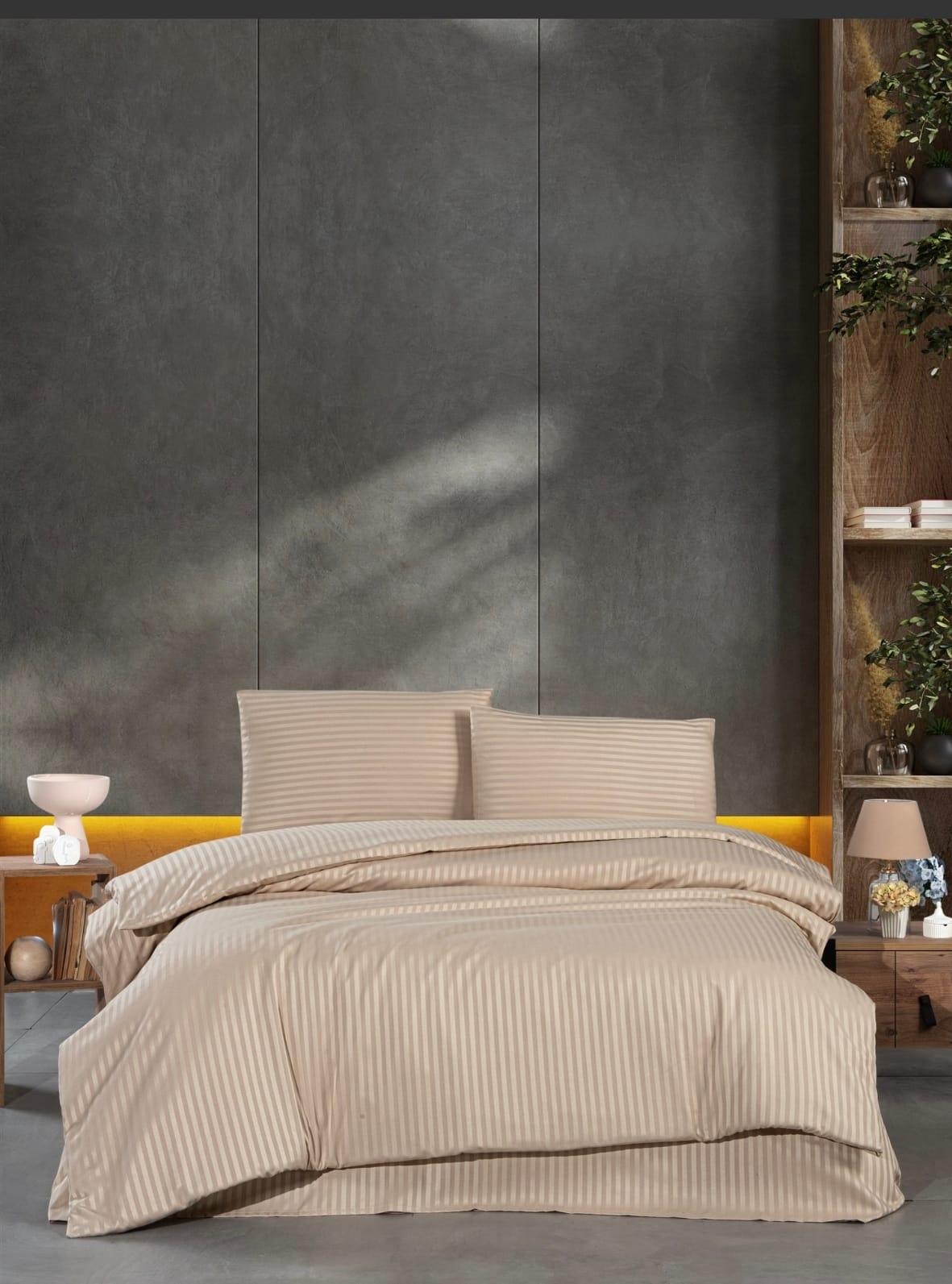 Bej %100 Pamuk Saten Nevresim Takımı