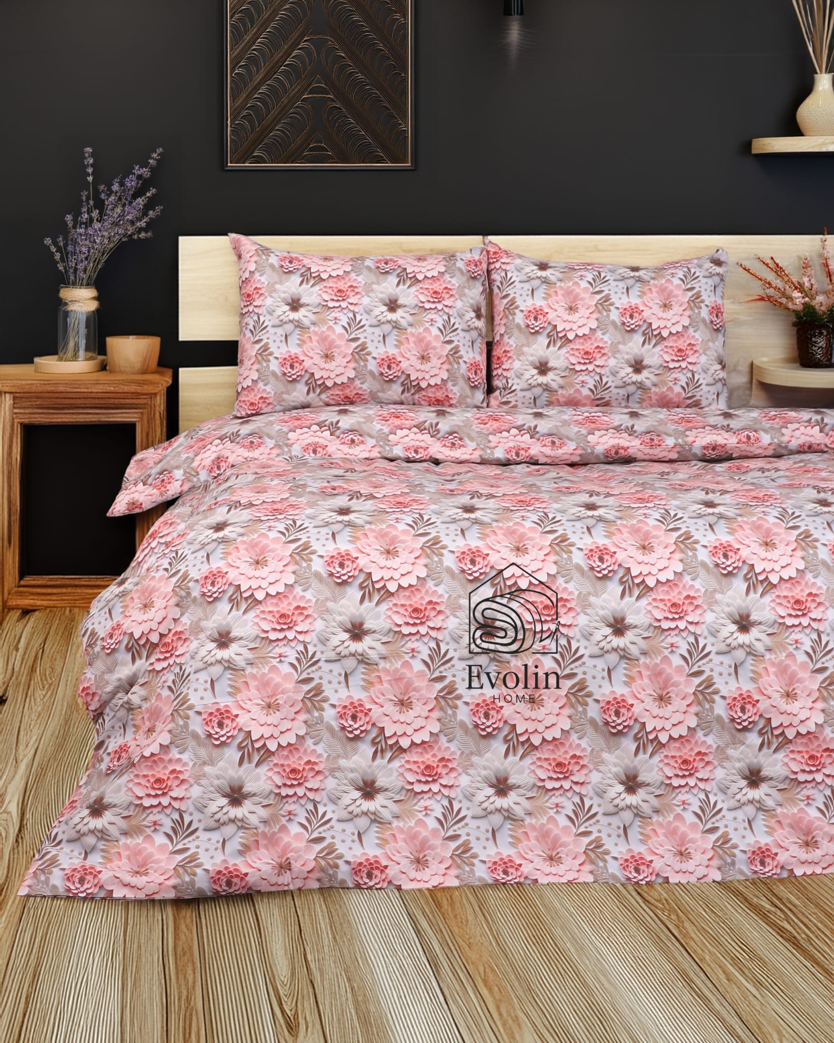 5D Spring Krizantem Pembe Trend %100 Pamuk Nevresim Takımı