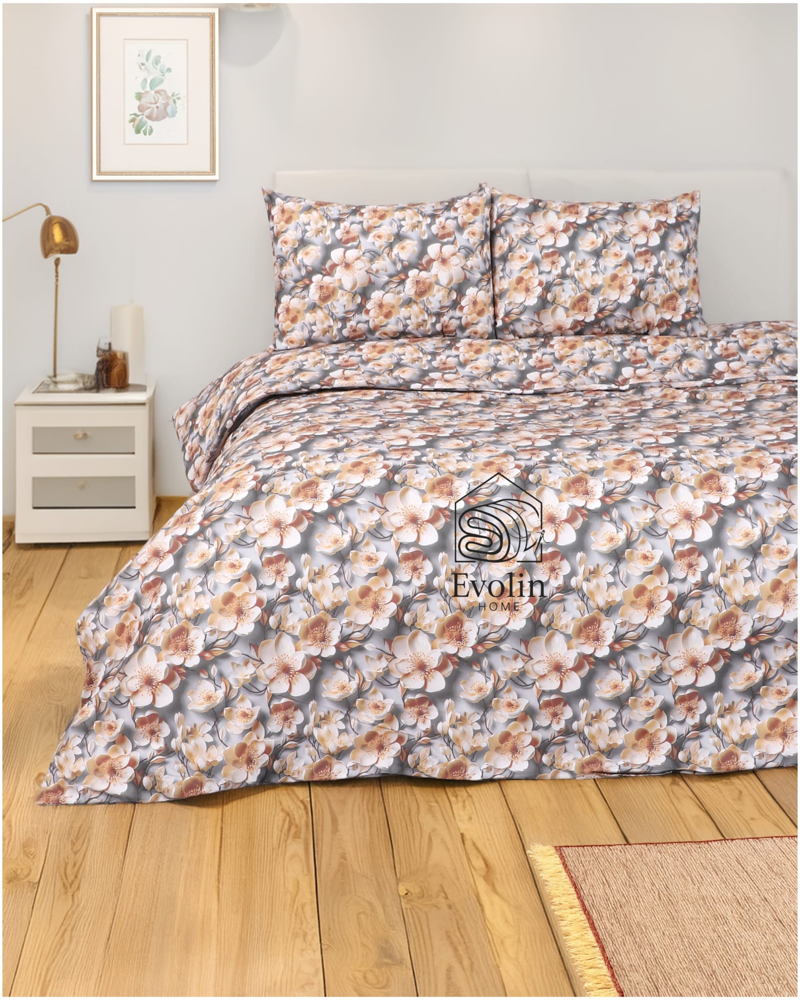 5D Autumn Lotus Trend %100 Pamuk Nevresim Takımı