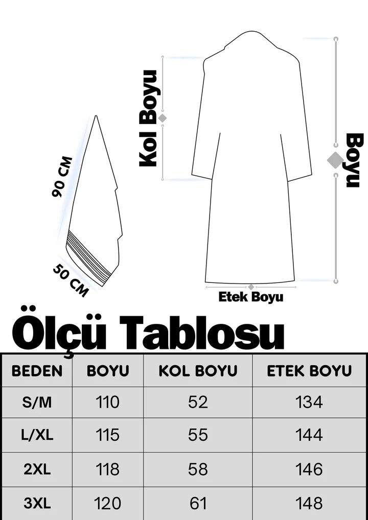 Pamuklu Havlulu Bornoz 2'li Set