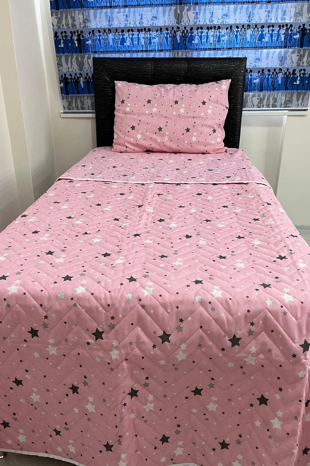 Tek Kişilik Kapitone Çok Amaçlı Yıldız Desen – Pembe Pike