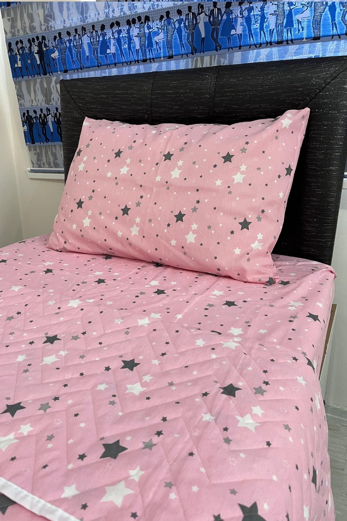Tek Kişilik Kapitone Çok Amaçlı Yıldız Desen – Pembe Pike